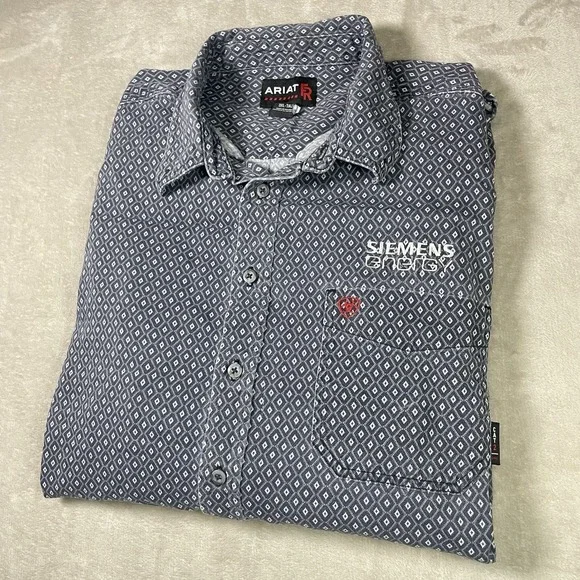 Ariat FR Button Down Shirt Khaki Tan Mens 3XL Tall Long Sleeve CAT2 Workwear - Picture 1 of 11